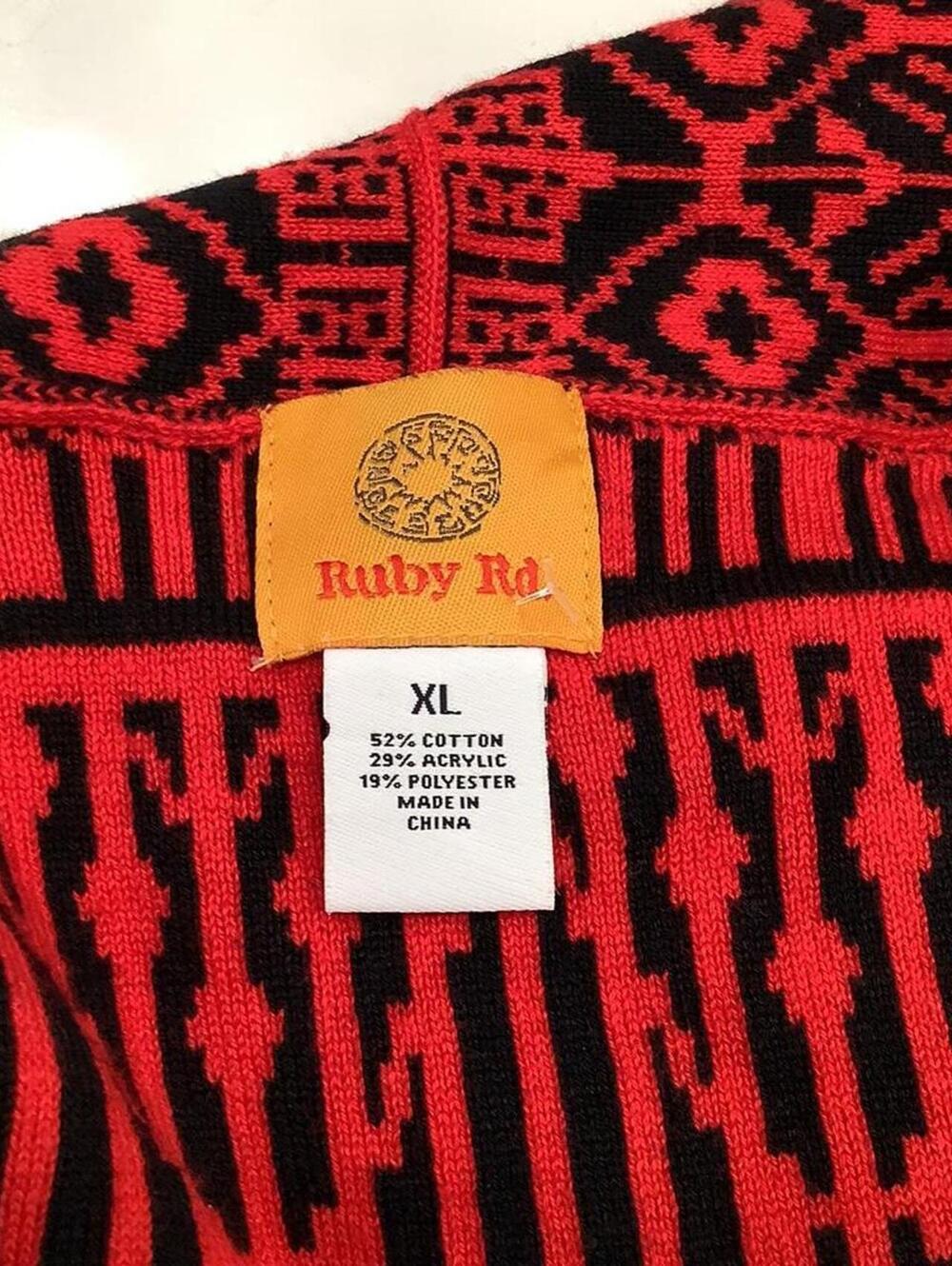 Ruby Rd. Women's Red and Multi Cardigan - Picture 6 of 6
